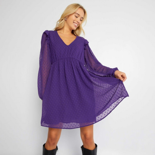 Robe courte à plumetis - Violet