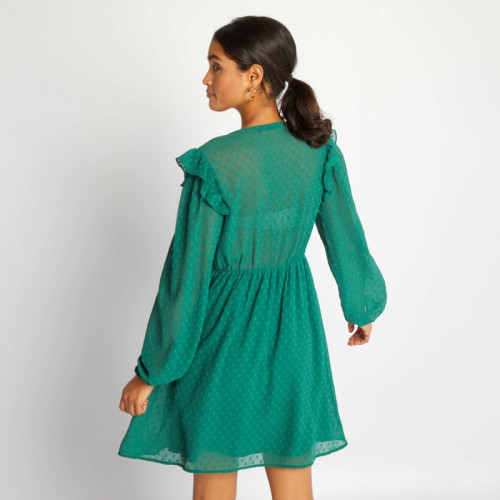 Robe courte à plumetis - Vert