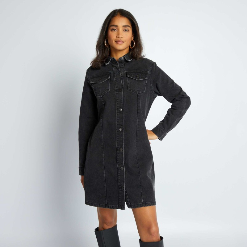 Robe en denim - Noir