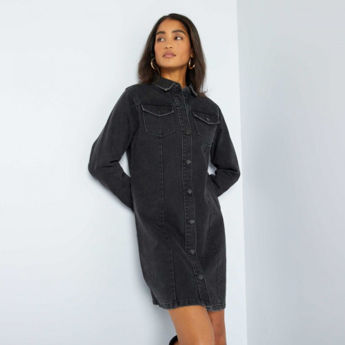 Robe en denim - Noir