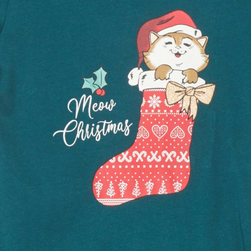 T-shirt en jersey avec imprimé 'Noël' - Vert