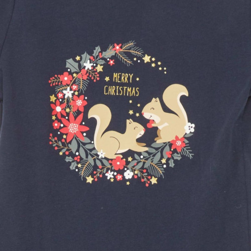 T-shirt en jersey avec imprimé 'Noël' - Bleu marine