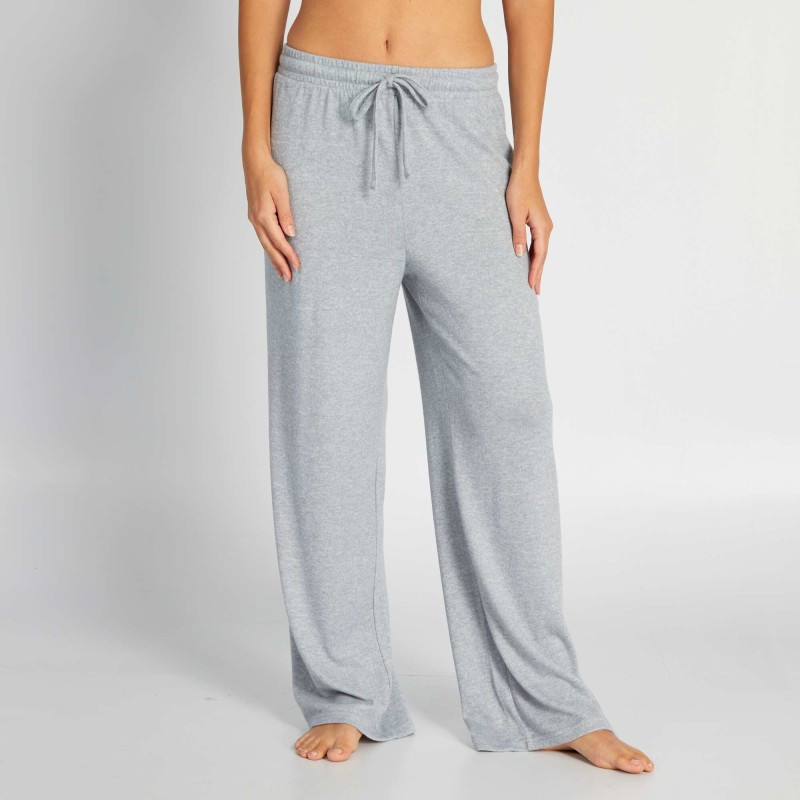 Pantalon de pyjama en maille doudou - Gris