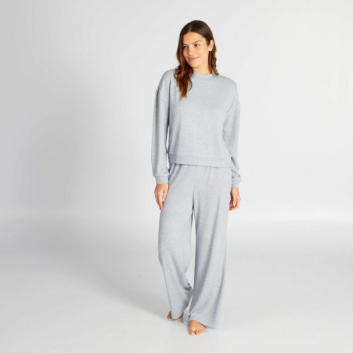 Pantalon de pyjama en maille doudou - Gris