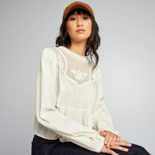 Blouse en gaze de coton - Blanc