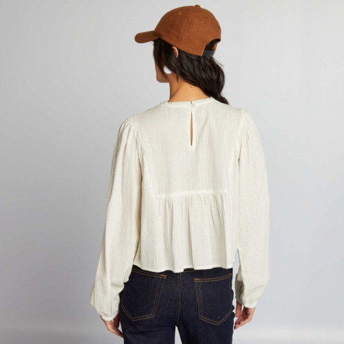 Blouse en gaze de coton - Blanc