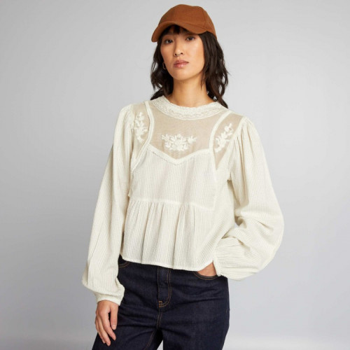 Blouse en gaze de coton - Blanc