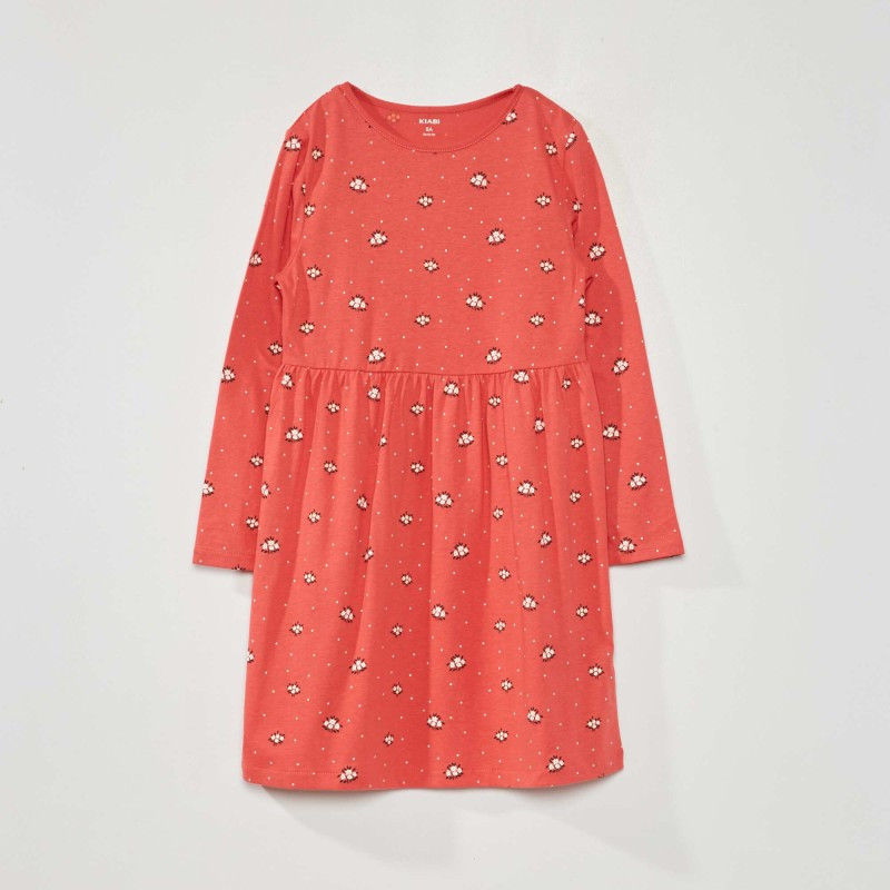 Robe en jersey avec imprimé - Rouge 'fleurs'