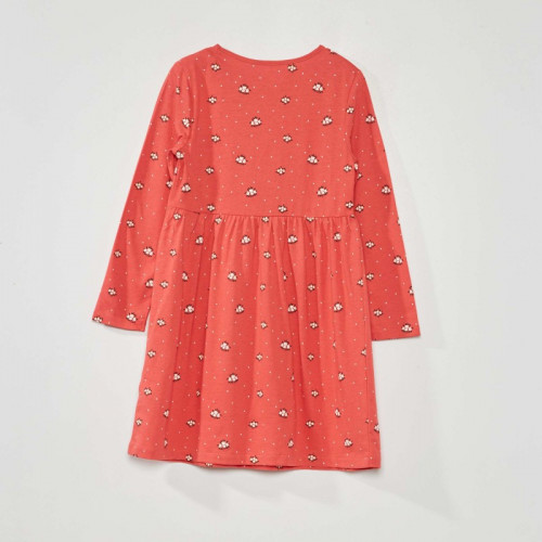 Robe en jersey avec imprimé - Rouge 'fleurs'