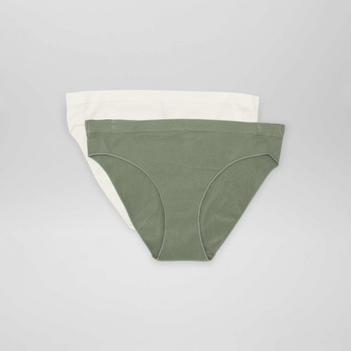 Lot de 2 culottes en maille côtelée - Ecru/vert