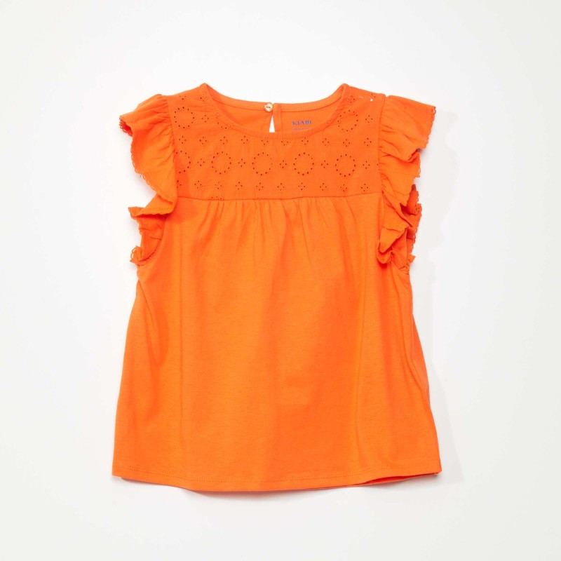 T-shirt avec broderie - Orange