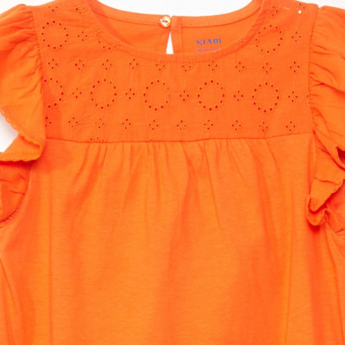 T-shirt avec broderie - Orange