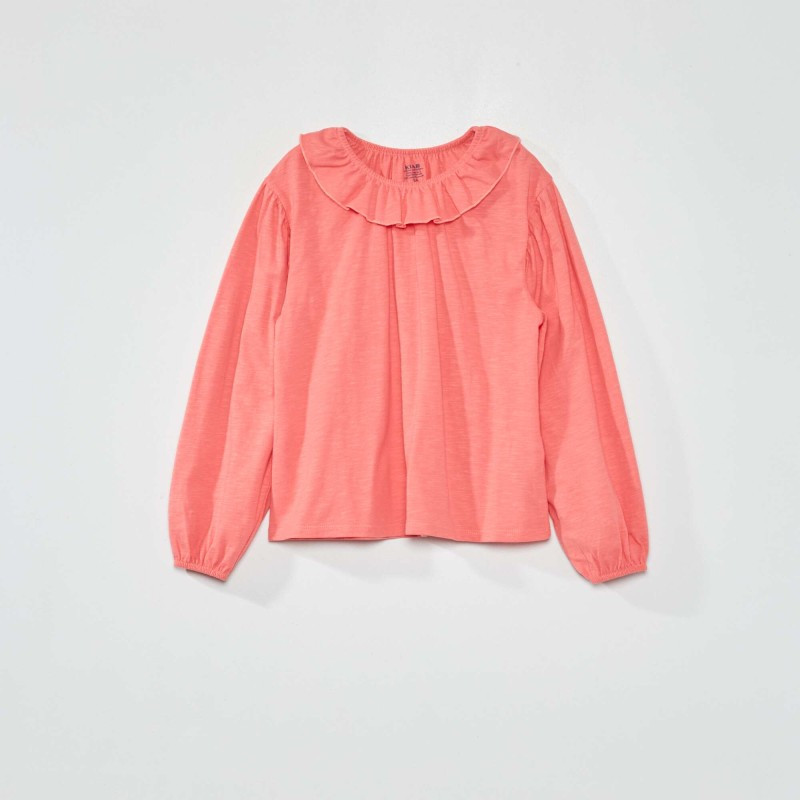 T-shirt col collerette - Rose