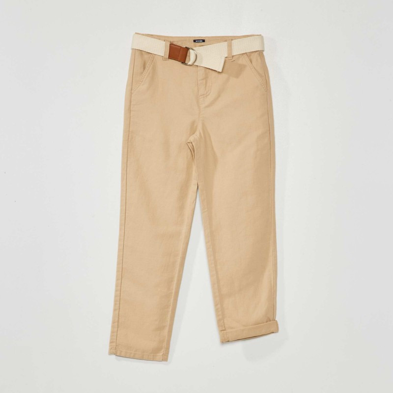 Pantalon chino + ceinture - Beige