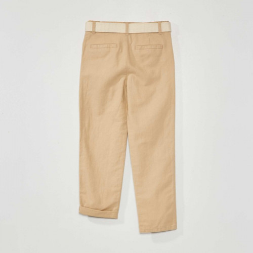 Pantalon chino + ceinture - Beige