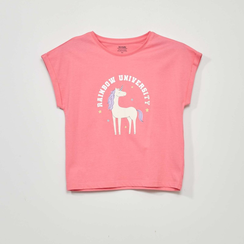 T-shirt manches courtes imprimé - Rose