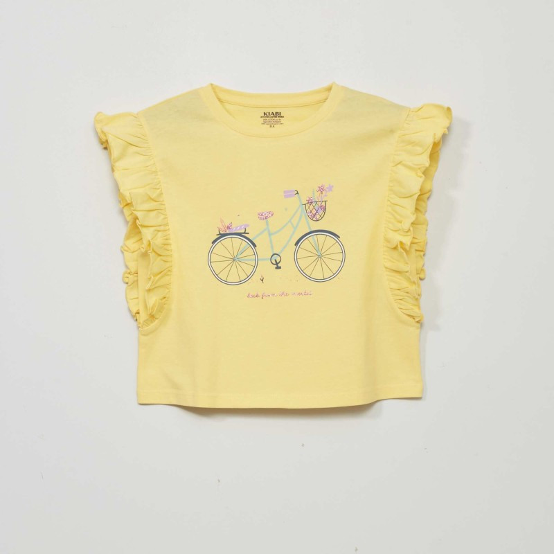 T-shirt avec manches volantées - Jaune