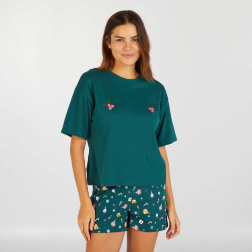 Ensemble pyjama  Tee-shirt + short Noël - 2 pièces - Vert