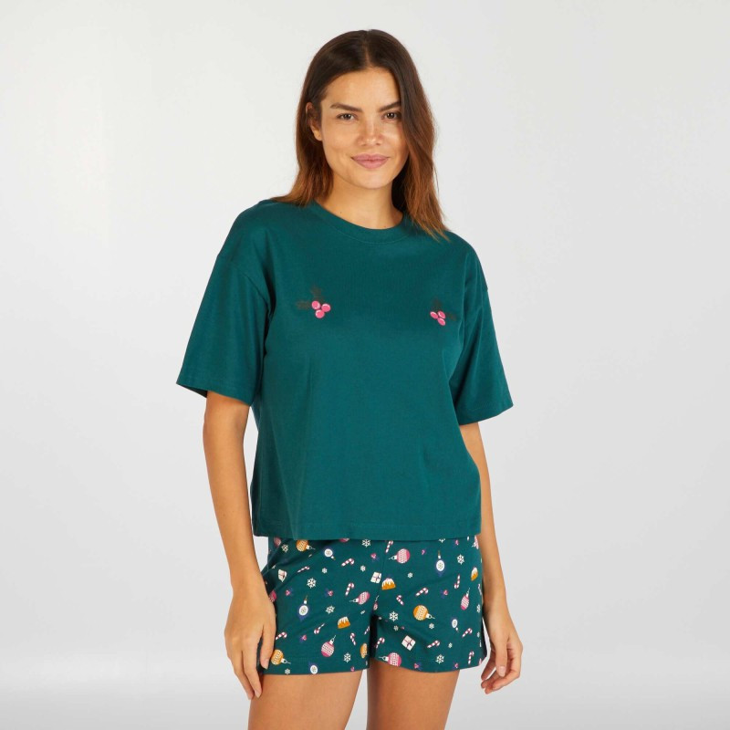 Ensemble pyjama  Tee-shirt + short Noël - 2 pièces - Vert