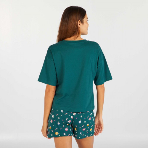 Ensemble pyjama  Tee-shirt + short Noël - 2 pièces - Vert