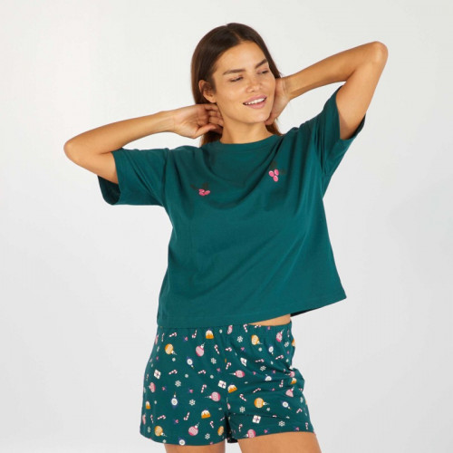 Ensemble pyjama  Tee-shirt + short Noël - 2 pièces - Vert