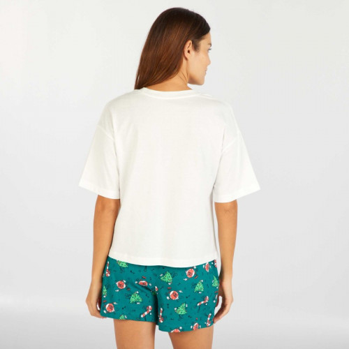 Ensemble pyjama  Tee-shirt + short Noël - 2 pièces - Blanc/vert