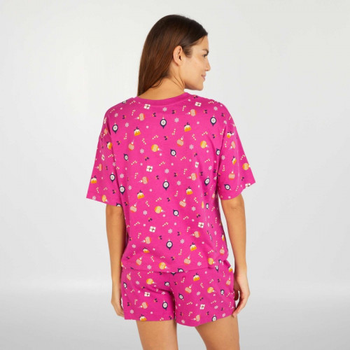 Ensemble pyjama  Tee-shirt + short Noël - 2 pièces - Rose