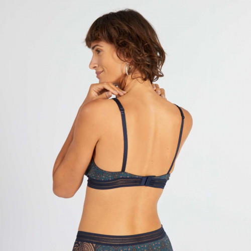 Soutien-gorge triangle imprimé - Bleu marine