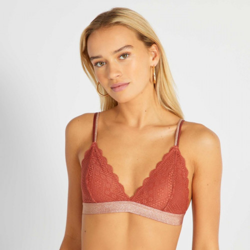 Soutien-gorge triangle en dentelle - Ocre