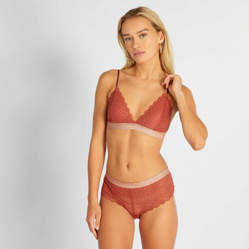 Soutien-gorge triangle en dentelle - Ocre