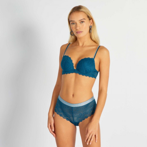 Soutien-gorge push-up dentelle - Bleu foncé