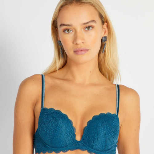 Soutien-gorge push-up dentelle - Bleu foncé