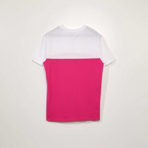 Tee-shirt en jersey bicolore - Blanc/rose