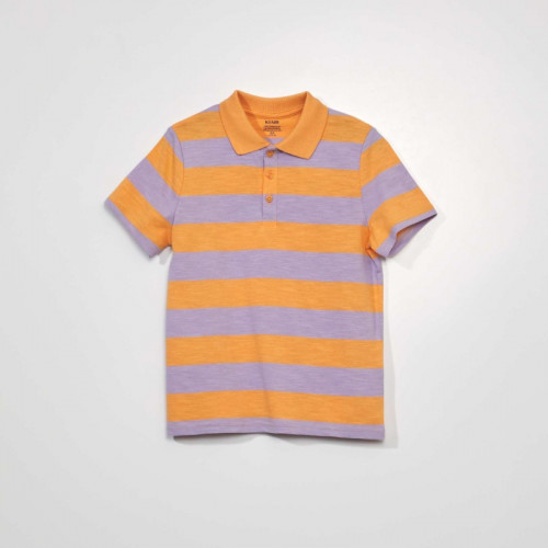 Polo en maille jersey motif 'feuillage' - Orange/violet