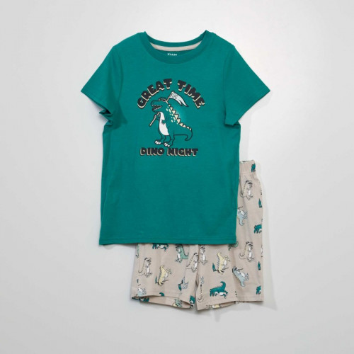 Pyjama court  t-shirt + short - 2 pièces - Vert