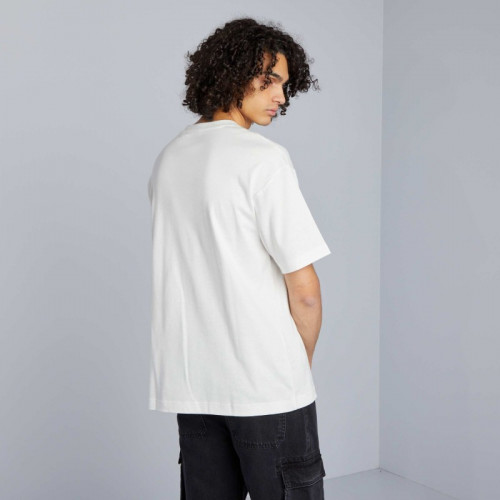 T-shirt col rond en coton - Blanc