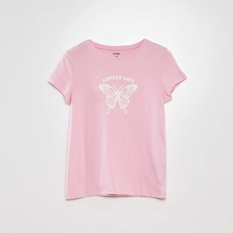 T-shirt imprimé manches courtes - Rose