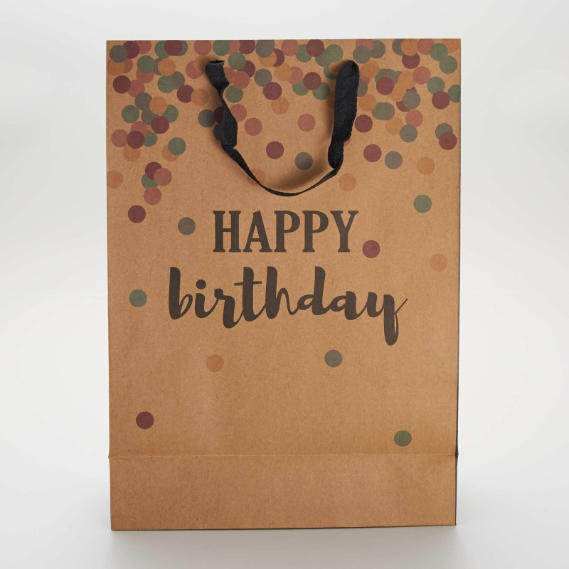 Sac cadeau 'Happy Birthday' - Marron