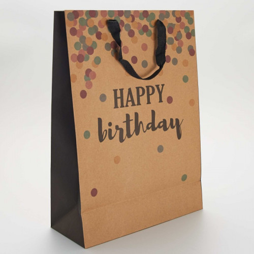 Sac cadeau 'Happy Birthday' - Marron