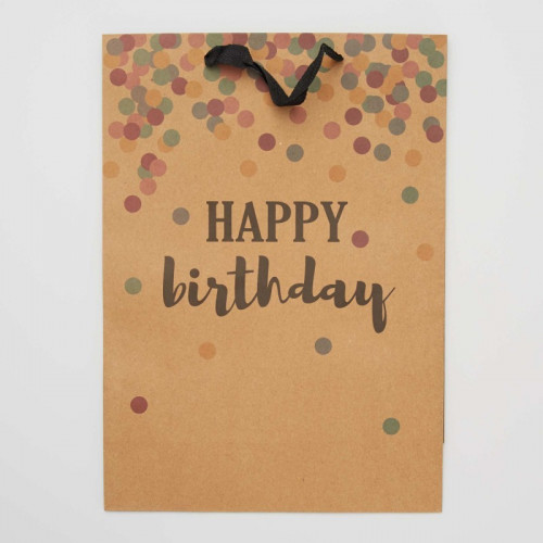 Sac cadeau 'Happy Birthday' - Marron