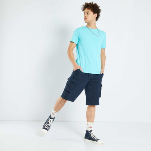 T-shirt en jersey uni - Bleu turquoise