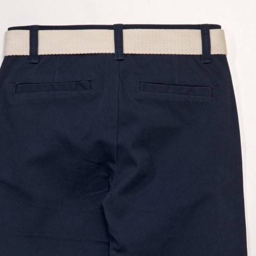 Pantalon chino en twill + ceinture - Bleu marine