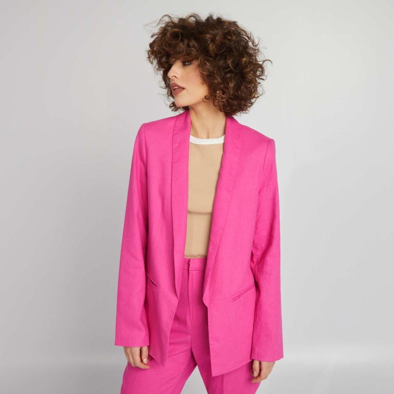 Veste tailleur en lin - Rose