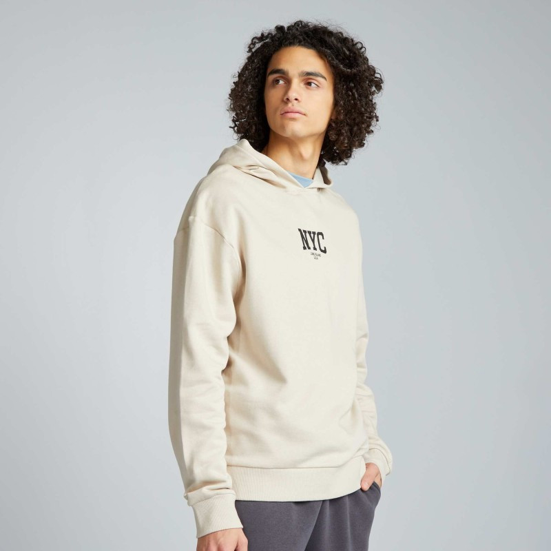 Sweat à capuche imprimé - Beige