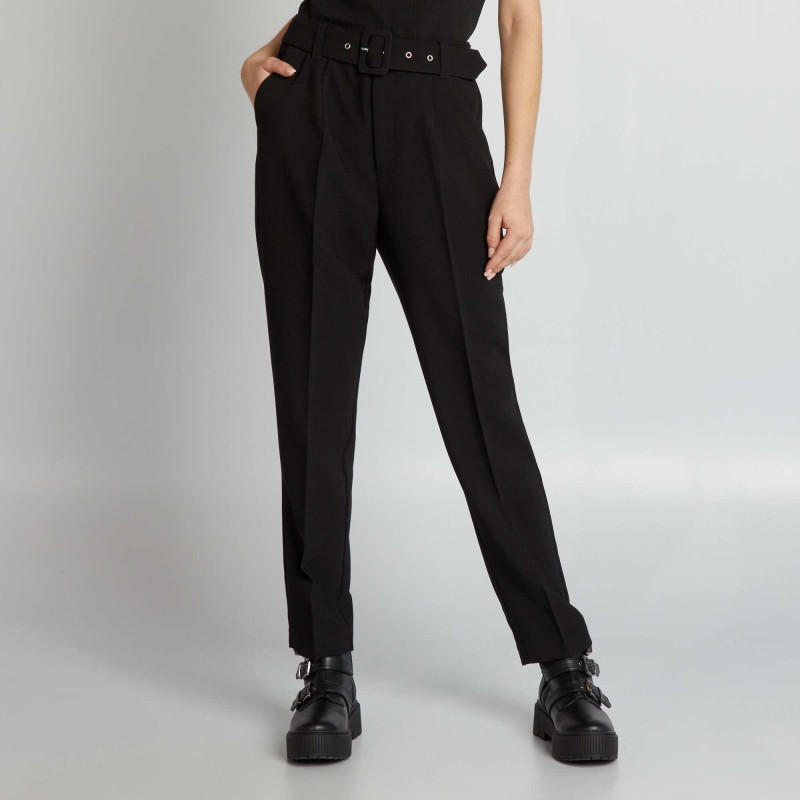 Pantalon carotte fluide - Noir