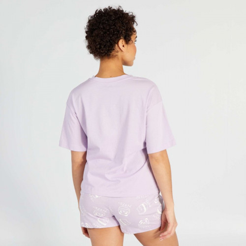 Ensemble pyjama court imprimé t-shirt + short - 2 pièces - Violet