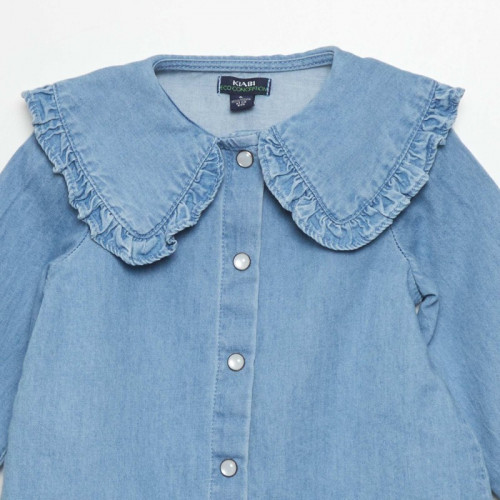 Chemise en denim col volanté - Bleu