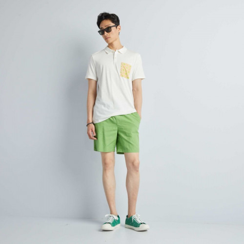 Bermuda chino en coton et en lin - Vert