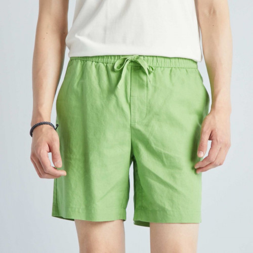 Bermuda chino en coton et en lin - Vert