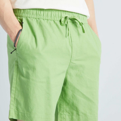 Bermuda chino en coton et en lin - Vert